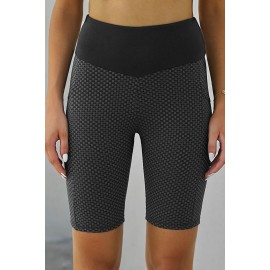 Black Side Pockets Ruched Butt Lifting Yoga Shorts