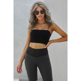 Black Side Pockets Ruched Butt Lifting Yoga Shorts