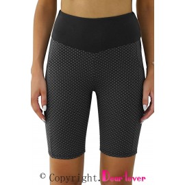 Black Side Pockets Ruched Butt Lifting Yoga Shorts