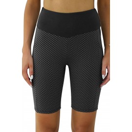 Black Side Pockets Ruched Butt Lifting Yoga Shorts