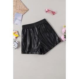 Beaded Faux Leather High Waist Shorts