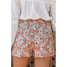 White High Rise Pocketed Floral Shorts