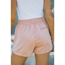 Dusty Pink Drawstring Elastic Waist Casual Shorts with Pockets