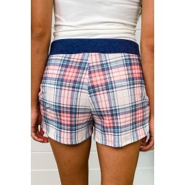 Elastic Waist Plaid Shorts