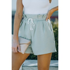 Army Green Frilled Drawstring Waist High Rise Shorts