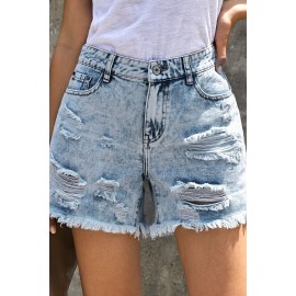 Light Blue Pocket Casual Denim Shorts