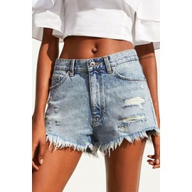 Light Blue Pocket Casual Denim Shorts