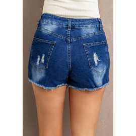 Lace Splicing Distressed Denim Shorts