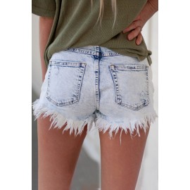 Sky Blue High Rise Acid Wash Jean Shorts