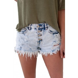 Sky Blue High Rise Acid Wash Jean Shorts