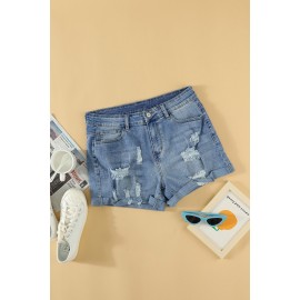 Vintage Faded and Distressed Denim Shorts