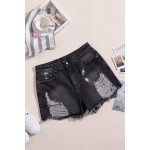 Black Clubhouse High Rise Distressed Denim Shorts