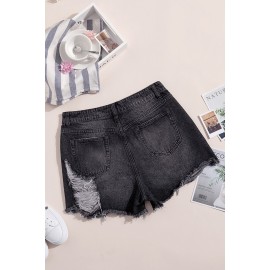 Black Clubhouse High Rise Distressed Denim Shorts