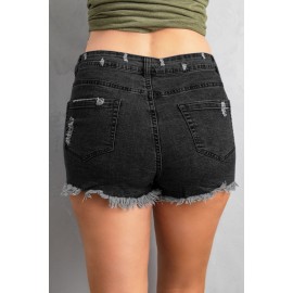 Black Gypsy Mid-rise Distressed Denim Shorts