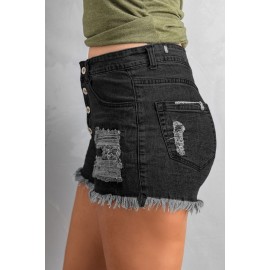 Black Gypsy Mid-rise Distressed Denim Shorts