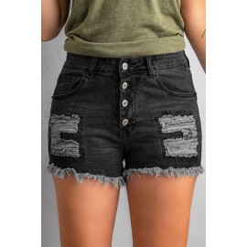 Black Gypsy Mid-rise Distressed Denim Shorts