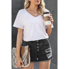 Black Gypsy Mid-rise Distressed Denim Shorts