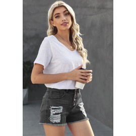 Black Gypsy Mid-rise Distressed Denim Shorts