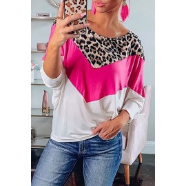 Leopard Rose White Splicing Blouse