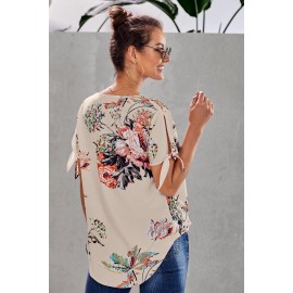 Apricot Floral Twist Top