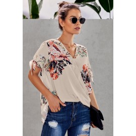 Apricot Floral Twist Top