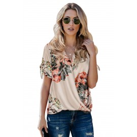 Apricot Floral Twist Top