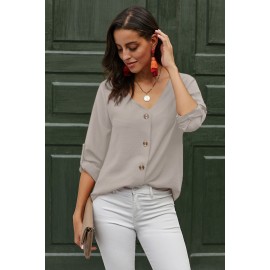 Apricot Button Detail Roll Up Sleeve Blouse