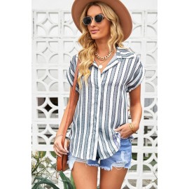 Striped Button Short Sleeve Shirt