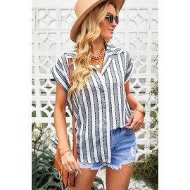 Striped Button Short Sleeve Shirt