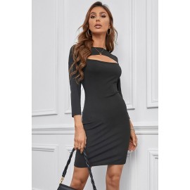 Black Cut-out Long Sleeve Bodycon Mini Dress