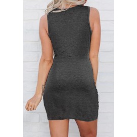 Black Crew Neck Sleeveless Twist Hollow-out Bodycon Mini Dress