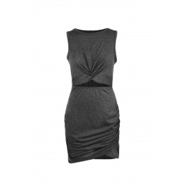 Black Crew Neck Sleeveless Twist Hollow-out Bodycon Mini Dress