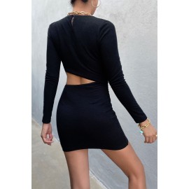 Black Long Sleeve Cut-out Mini Dress